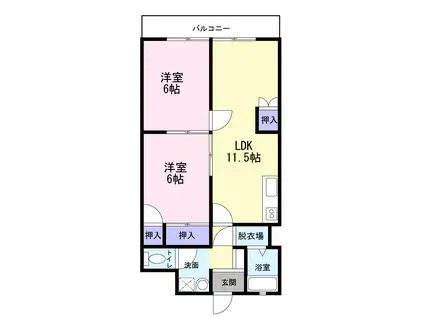 アーバンステージ七番館(2LDK/1階)の間取り写真
