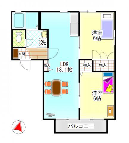 プリンス大島(2LDK/1階)の間取り写真