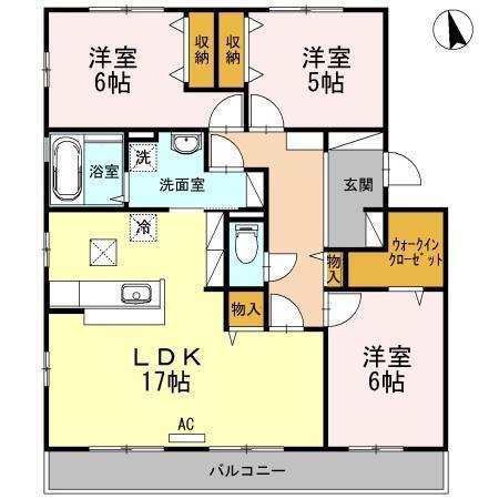 メゾン ソレイユ A棟(3LDK/2階)の間取り写真