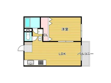ブライトン24(1LDK/1階)の間取り写真