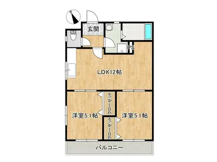 畑田ハイツ(2LDK/2階)の間取り写真