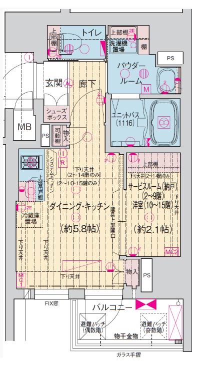ソルテラス阿波座ウィズ(1DK/10階)の間取り写真