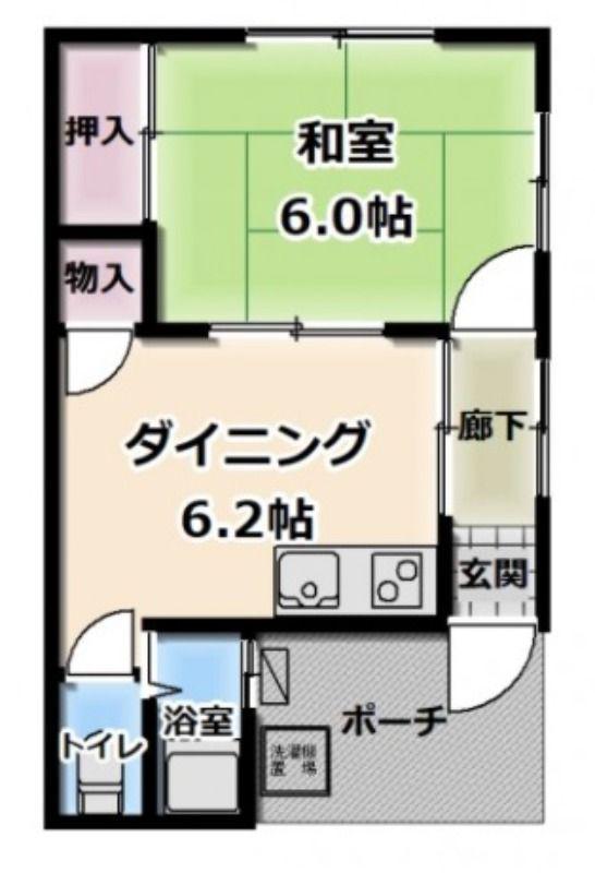 オリーブコートあけぼの(1DK/2階)の間取り写真