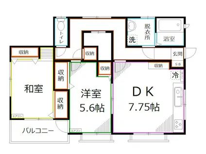 スカイハウス学園西町(2DK/2階)の間取り写真