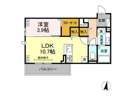 トリシア東和田 W棟(1LDK/3階)の間取り写真