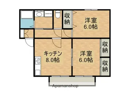 ディアコート恒久II(2DK/1階)の間取り写真