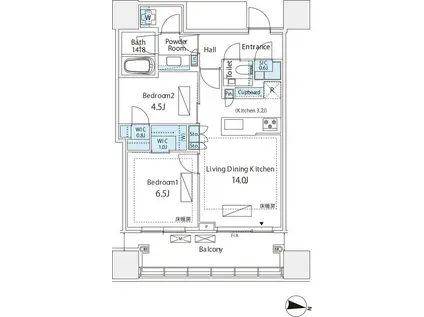 パークコート渋谷 ザ タワー(2LDK/26階)の間取り写真