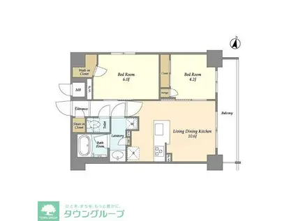 テラス南千住(2LDK/5階)の間取り写真