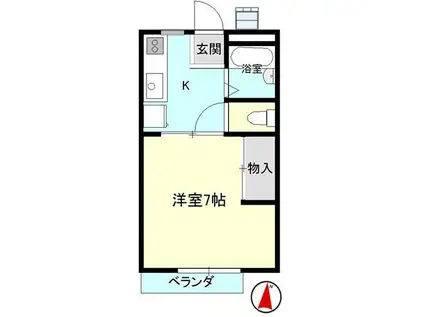 ミニハウス恵A(1K/2階)の間取り写真