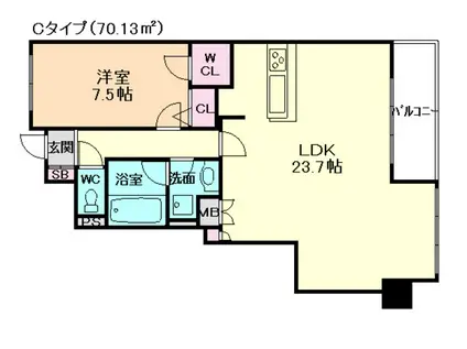 グレンパーク梅田北(1LDK/13階)の間取り写真