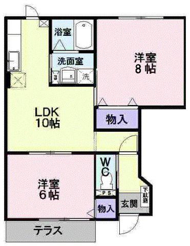 アスペンベールB(2LDK/1階)の間取り写真