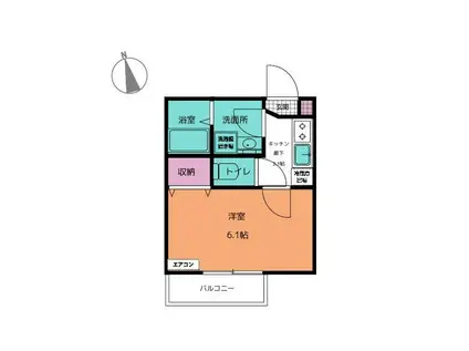 アフェット稲毛7(1K/2階)の間取り写真