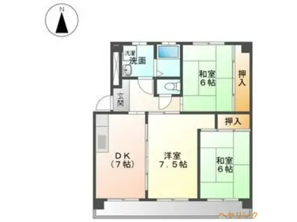 コーポ苗田(3DK/4階)の間取り写真