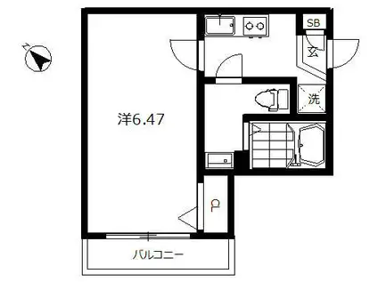 インベスト蒲田イースト7(1K/2階)の間取り写真