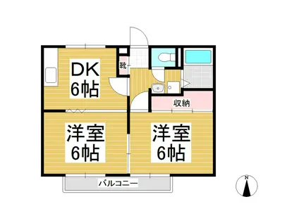 サンライフハセガワ 2DK(2DK/2階)の間取り写真
