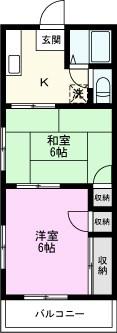 コーポ江森(2K/3階)の間取り写真