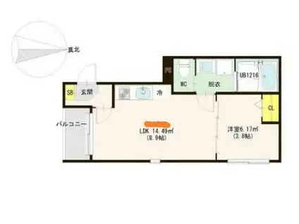 ハーモニーテラス福住町IVB(1LDK/2階)の間取り写真