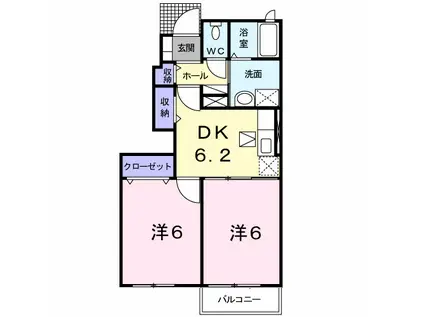 F・グローリアII(2DK/1階)の間取り写真