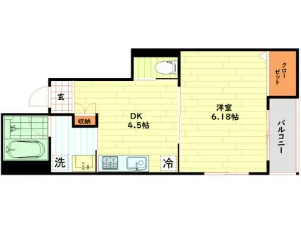 LUXE国分寺II(1DK/2階)の間取り写真