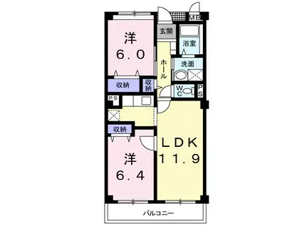 グラディオK(2LDK/1階)の間取り写真
