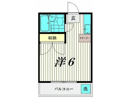 スカイマンション(ワンルーム/1階)の間取り写真