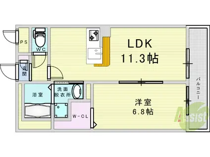 アムール彩都II(1LDK/2階)の間取り写真