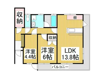 ナトゥーア明II(2LDK/2階)の間取り写真
