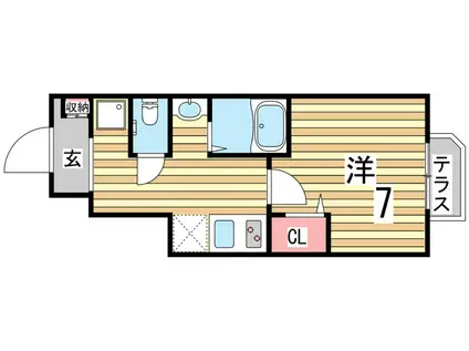 シュエット(1K/1階)の間取り写真