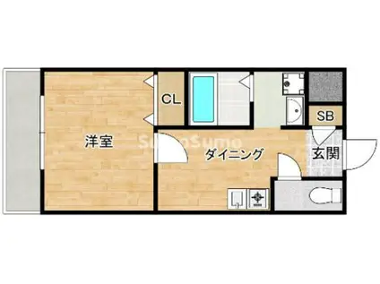 リビングエース平和(1DK/3階)の間取り写真