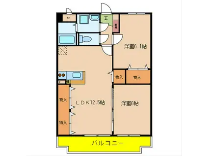 サンボナールコート(2LDK/3階)の間取り写真
