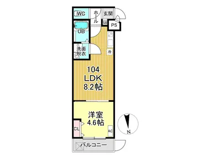CASA WOOD 丹波橋(1LDK/1階)の間取り写真