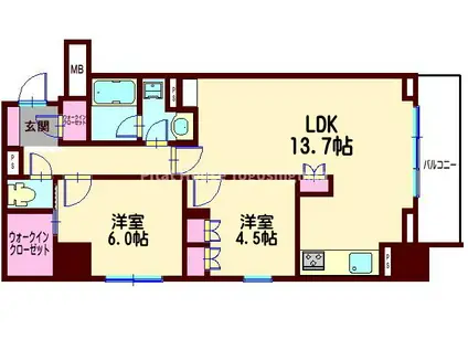 スタイリオ品川中延(2LDK/13階)の間取り写真