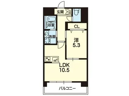 ベルジュ健軍(1LDK/2階)の間取り写真
