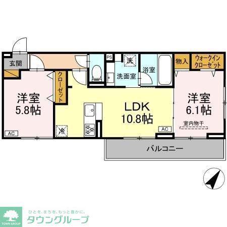 リベラル(2LDK/2階)の間取り写真
