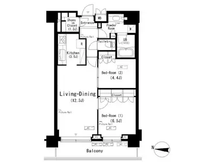パークアクシス辰巳ステージ(2LDK/5階)の間取り写真