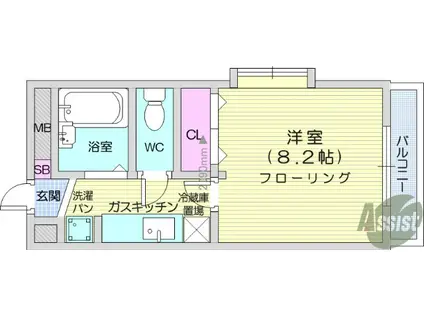 グレイスハイツ山手町(1K/3階)の間取り写真