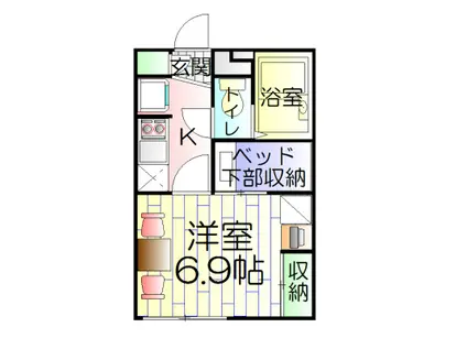 アイリス(1K/1階)の間取り写真