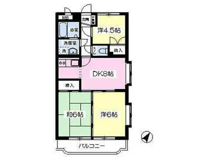 ユーミーもくしA(3DK/3階)の間取り写真