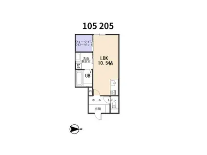 VENT VERT (ワンルーム/1階)の間取り写真