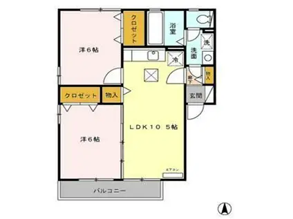 サウスパークスTAKAHISA(2LDK/1階)の間取り写真