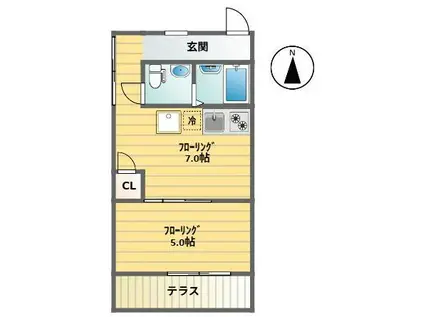 南台ハイツ(1K/1階)の間取り写真