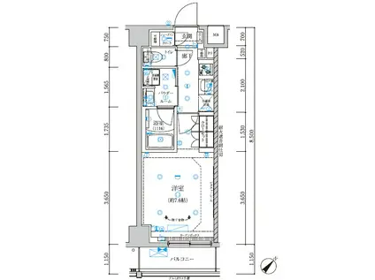 RELUXIA北赤羽(1K/4階)の間取り写真