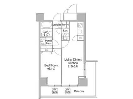 コンフォリア白金高輪(1LDK/12階)の間取り写真