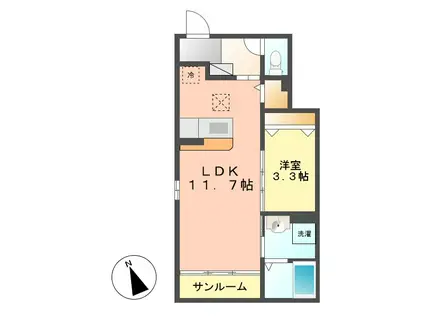 アロッジオセレノ(1LDK/1階)の間取り写真