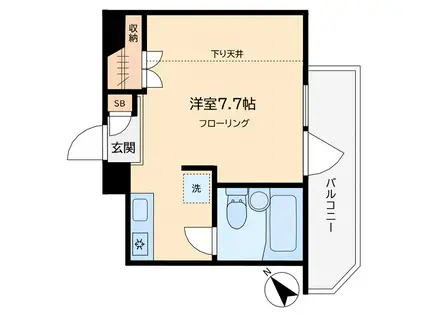 シェソワ・アン(ワンルーム/4階)の間取り写真