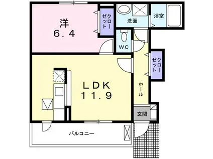 マイスター青山V(1LDK/1階)の間取り写真