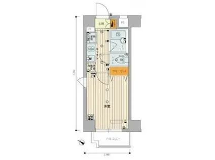 スカイコート品川御殿山(1K/2階)の間取り写真