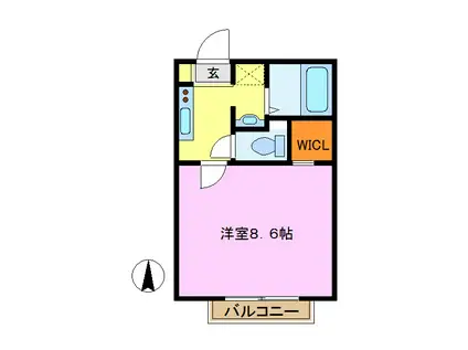 マリンブルー(1K/2階)の間取り写真