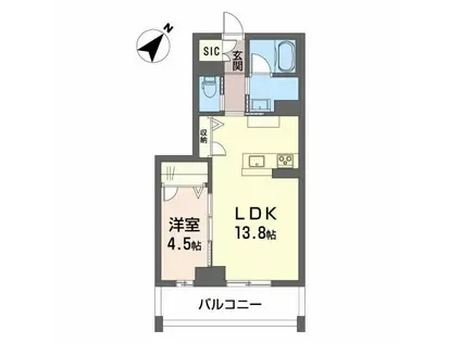 CLASSEUM連坊II(1LDK/3階)の間取り写真