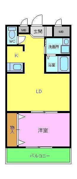 セカンドパレス(1LDK/1階)の間取り写真